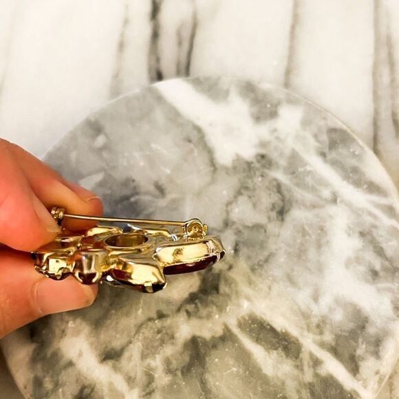 Verified Juliana Watermelon Crystal Brooch Red Purple Fuchsia Gold Pin 2248 - Picture 5 of 5